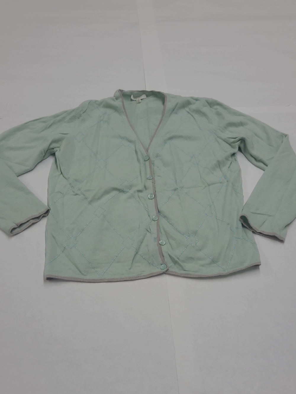 Escada Silk/Wool/Cashmere Mint Green Button Cardigan Size 40 (M/L) *Flaw*